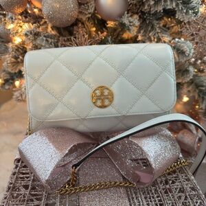 Tory Burch White Willa Chain on Wallet